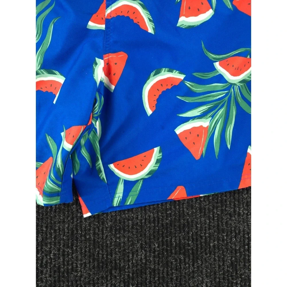 Old Navy Mens Watermelon Palm Leaf Print Swim Trunks Blue Red Size Large